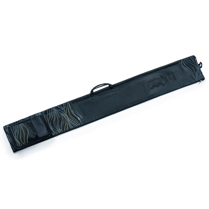 Black Lace leatherette lulav and esrog case from Waterdale Collection with gold lace detailing, for Sukkos