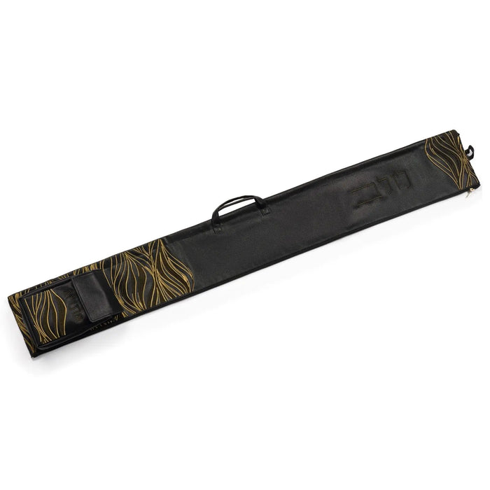 Lace lulav case with the esrog bag sewn to the bottom, gold lace panel, for the arba minim (ארבעת המינים) on Succos