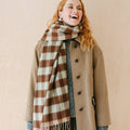 Lambswool Blanket Scarf in Green Gingham