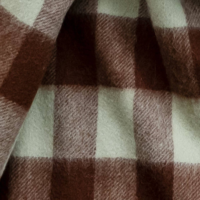 Lambswool Blanket Scarf in Green Gingham