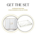 Waterdale Collection Leaf Challah Board and Cover Set displayed showing white ceramic board and matching cover with leaf design details