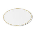 Waterdale Collection leather inspired round charger plate with silver beaded border on white background, formal table setting accent.