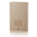 Tan hardcover book with embossed decorative design on cover, ready for personalization from Waterdale Collection