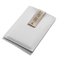 White & Gold leatherette Simanim pouch shown open with the leather simanim cards