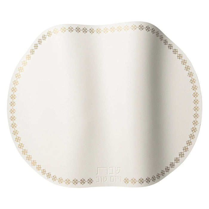 Marquesa Challah Cover in cream with pearl beaded trim border, elegant Shabbat table covering for traditional Jewish bread blessing.