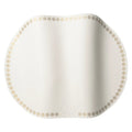 Marquesa Challah Cover in cream with pearl beaded trim border, elegant Shabbat table covering for traditional Jewish bread blessing.