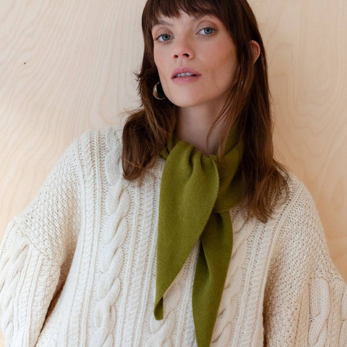 Merino Triangle Scarf in Olive