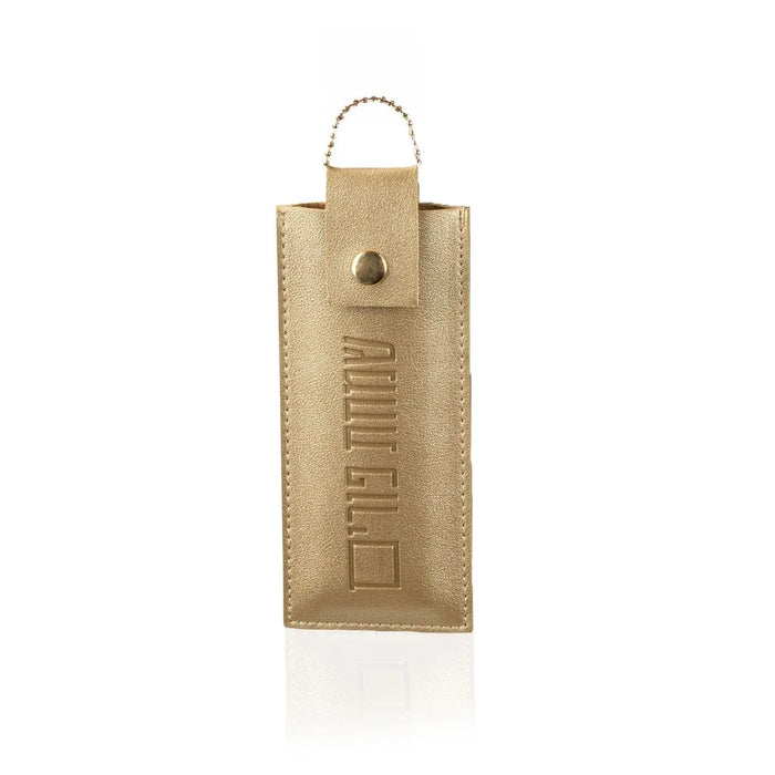 Kraft paper Mishloach Manos chocolate pouch with handle and decorative print design for Purim gifting.