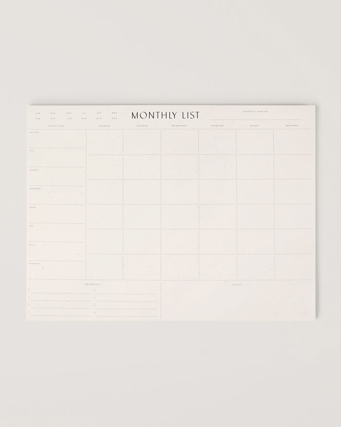 Monthly List Notepad