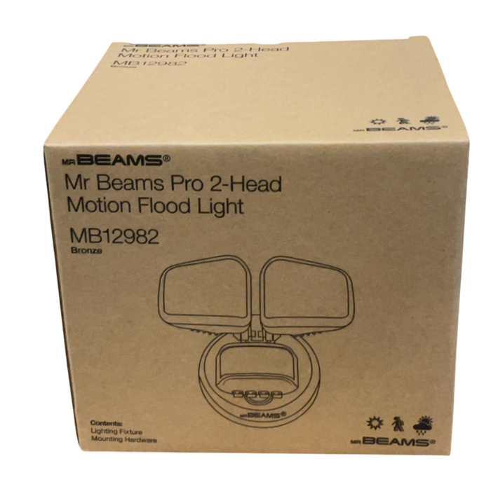 Mr Beams Wired Pro 2-Head Outdoor Motion Sensing LED Security Light, 2700 Lumens, Bronze