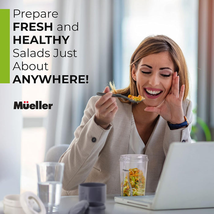 Mueller Spiralizer for Veggies & Salad Container for Lunch, 2 Pack