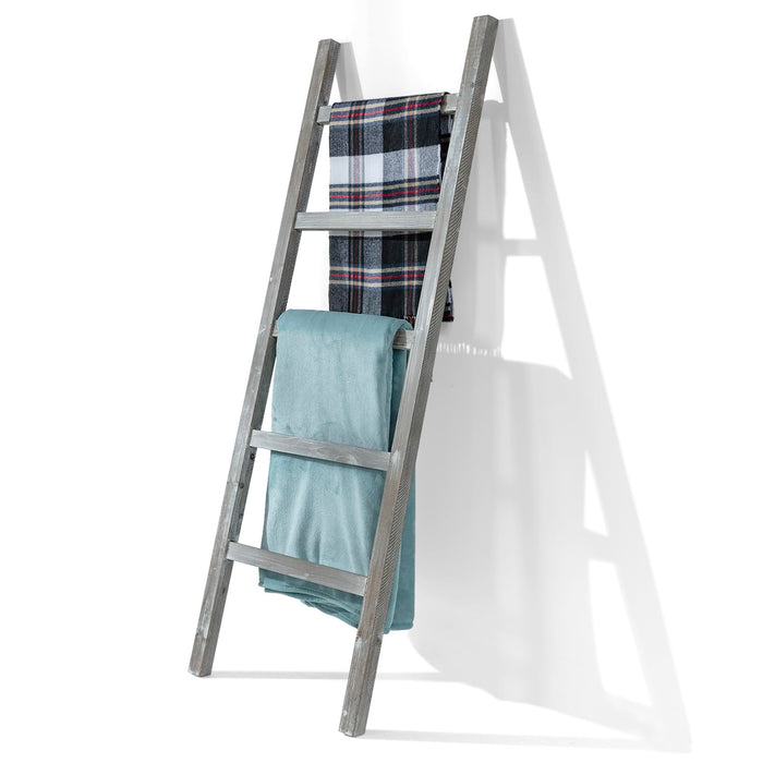 MyGift 4.5-Foot Weathered Wood Decorative Blanket Storage Ladder