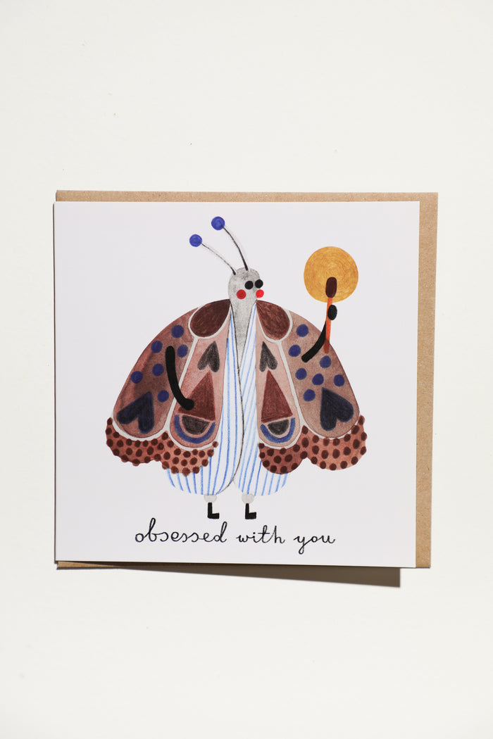 Obsessed Moth Greeting Card