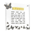 Onyx Butterfly Birchas Habayis wall art with black checkered design and Hebrew text on cream background, floating home decor.