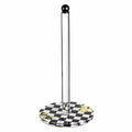 Onyx Paper Towel Holder with black and white checkered base and tall metal stand from Waterdale Collection