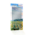 Waterdale Collection Painted Birchas Hashachar lucite card featuring Hebrew text with blue header and green landscape imagery, 5x11 inches
