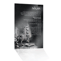 Black lucite Havdalah card with painted white artistic design and Hebrew text, 5x8 inches by Waterdale Collection