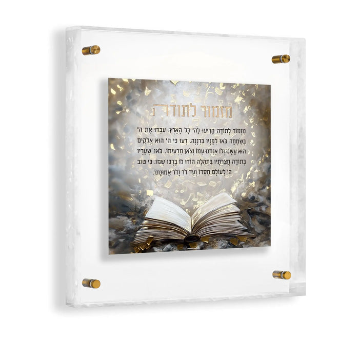 Mizmor Lesoda floating wall art frame with pearl marble background and open book design, displayed as modern wall decor by Waterdale Collection.