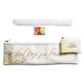 Painted Gold Havdalah Set by Waterdale Collection featuring a cream leather case with gold botanical design and matching braided candle holder.