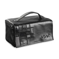 Black Patchwork leather esrog bag from Waterdale Collection with a top handle, for Sukkos