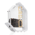 Pearlstone Besamim holder with pearl marble block design and metal accents, displayed with decorative spices inside, perfect for Shabbat and holiday use.