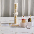 Pearlstone Block Havdalah Set with white candle holder, spice containers, and ceremonial items arranged on white surface