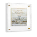 Pearlstone Frame Im Eshkachech floating wall art with cream-colored Jerusalem cityscape print in white modern frame, perfect for housewarming gifts.
