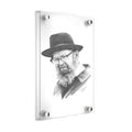 Rav Avigdor Miller sketch portrait in black and white, mounted on clear acrylic wall art display, 16x20 size.