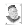 Rav Moshe Feinstein sketch portrait wall art print, black and white drawing of bearded Jewish leader framed on white background