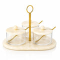 Luxury Resin Rotating Dip Bowl Set | Gold Elegant Serving Bowls