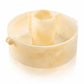 Cream-colored resin washing bowl and cup set with a classic design, featuring a central cup holder, perfect for Pesach tableware.