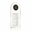 Arch-shaped frosted Lucite Simanim card with the yehi ratzon text, from Waterdale Collection