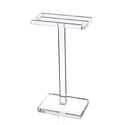 Waterdale Collection S towel set displayed on a modern chrome stand with rectangular shelves