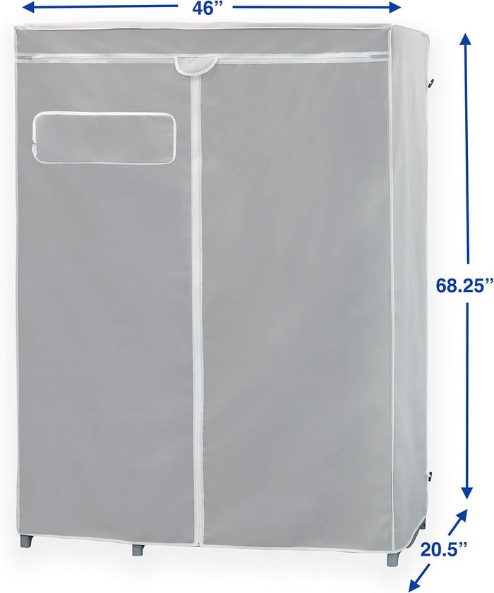 Simple Houseware Freestanding Cloths Garment Organizer Closet with Cover, Grey
