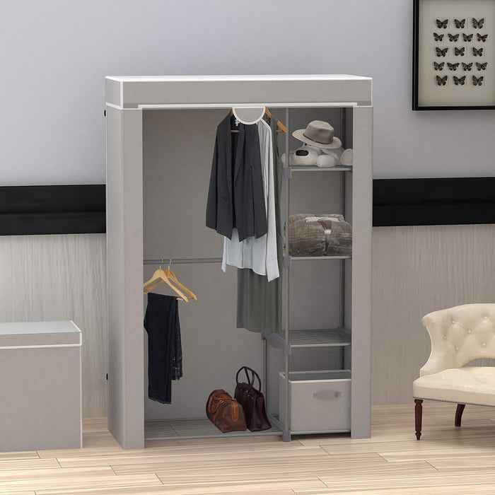 Simple Houseware Freestanding Cloths Garment Organizer Closet with Cover, Grey