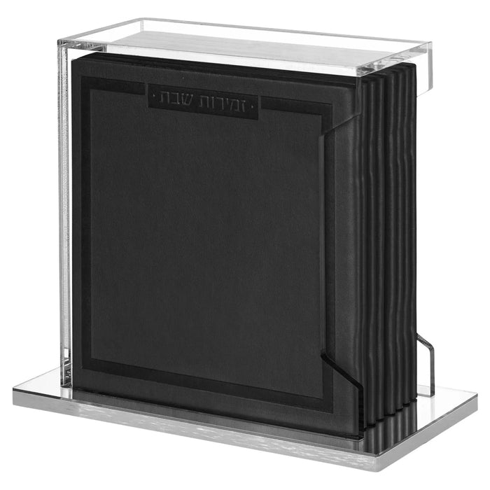 Softcover leather bencher set with lucite display case, featuring black cover and clear protective acrylic box for storage.