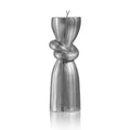 Spiral Havdalah candle with twisted silver-gray design, tapered shape, ideal for Jewish holiday ceremonies and entertaining.