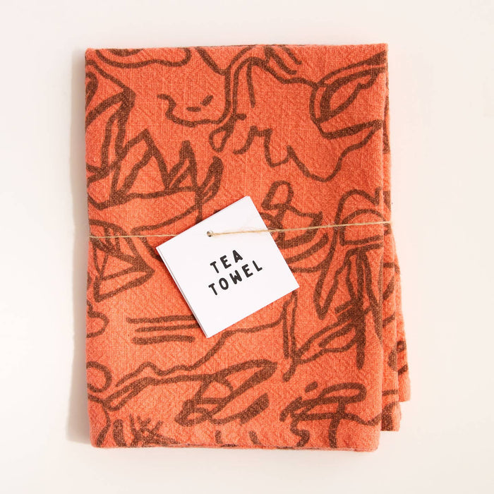 Stream Tea Towel / Clay + Orange