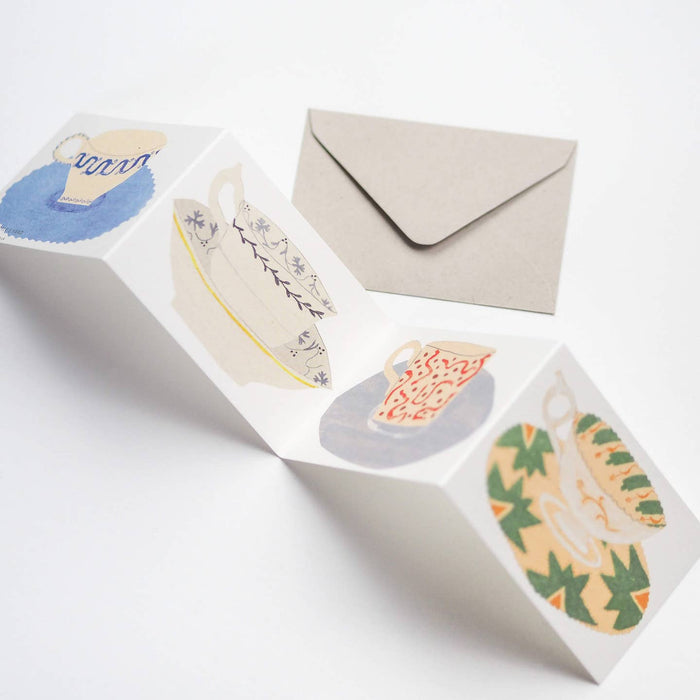 Teacups Concertina Greeting Card