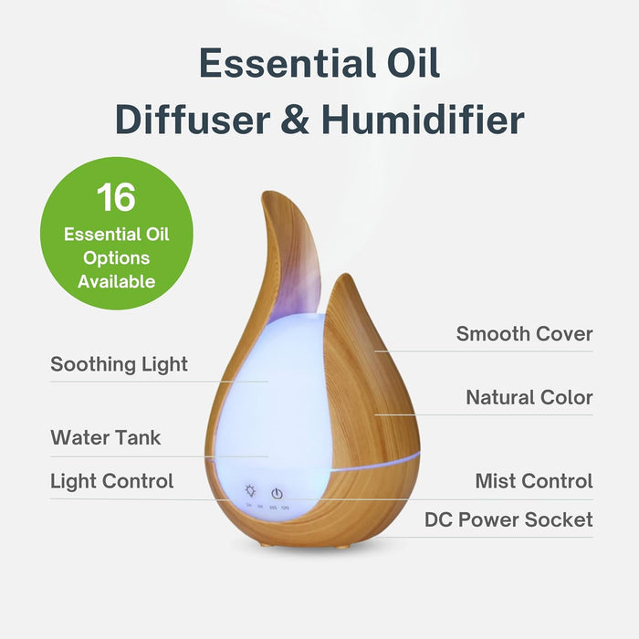 Teardrop Essential Oil Diffuser & Humidifier (Dark Wood), 2 Pack