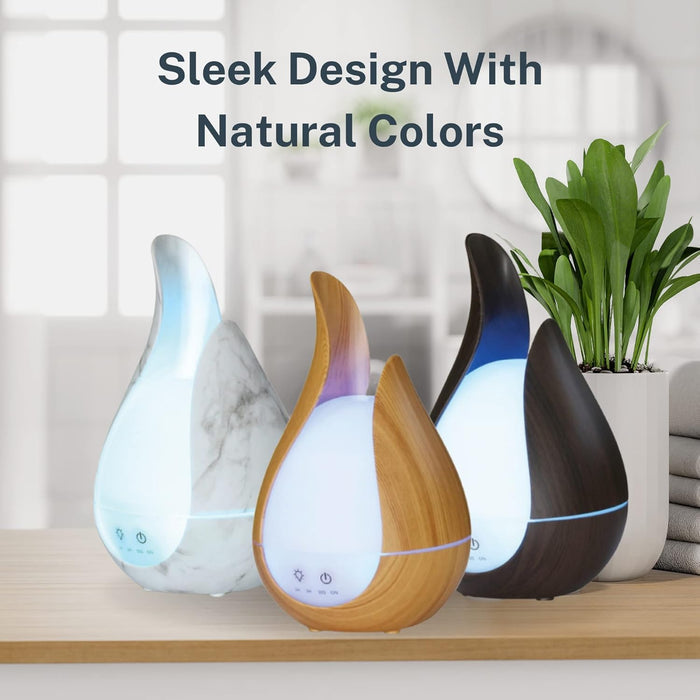 Teardrop Essential Oil Diffuser & Humidifier (Dark Wood), 2 Pack