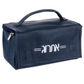 Navy textured leather esrog bag from Waterdale Collection with a zipper and top handle, for Sukkos