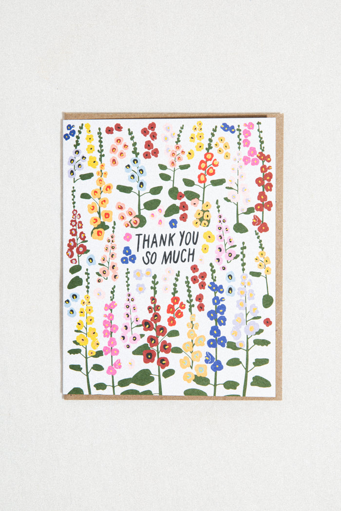 Thank You Hollyhocks Greeting Card
