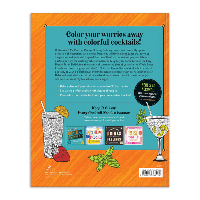 The Power of Positive Drinking Coloring and Cocktail Book Coloring Books Galison