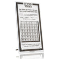 Traditional Sefiras Haomer tabletop plaque with Hebrew text and calendar grid, featuring elegant marble and silver design by Waterdale Collection.