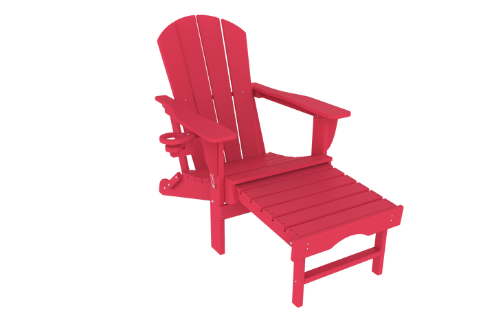 Trappers Peak All-Weather Folding Adirondack Chair w/ Footrest-HDPE