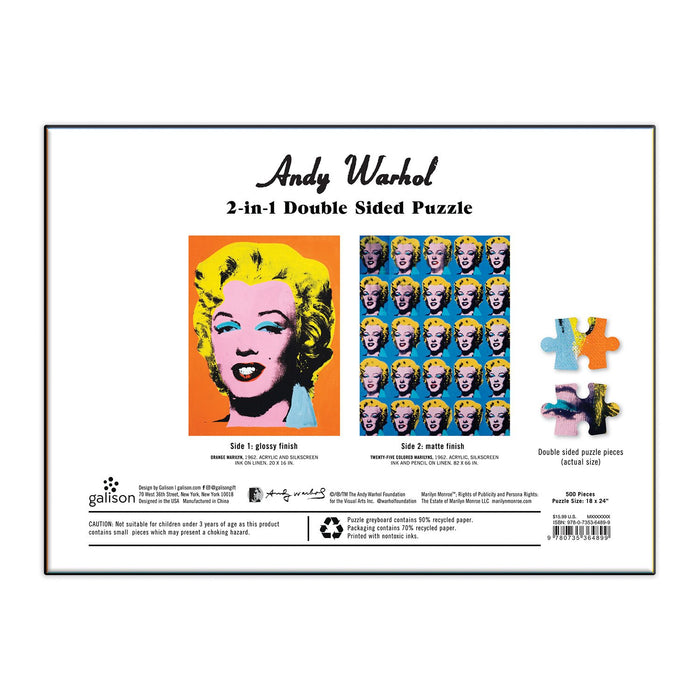 Warhol Marilyn 500 Piece Double Sided Puzzle Double Sided 500 Piece Puzzle Andy Warhol Collection