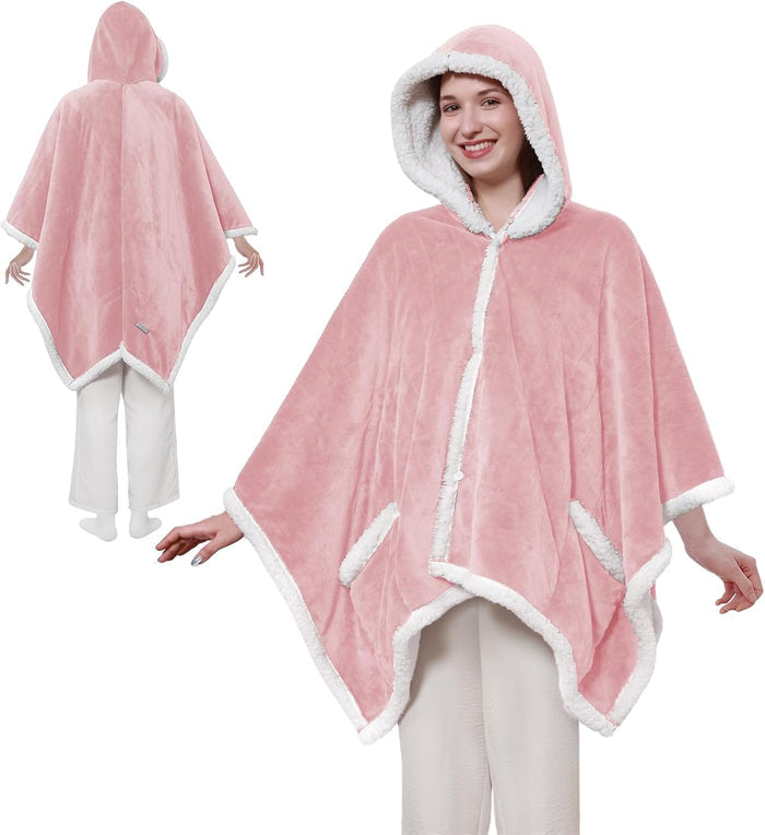 Warmrest Heated Robe Blanket Hoodie for Adults, 4 Heat Settings, 4 Hour Auto Shut Off,  50" x 60"