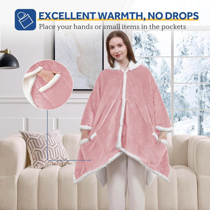 Warmrest Heated Robe Blanket Hoodie for Adults, 4 Heat Settings, 4 Hour Auto Shut Off,  50" x 60"