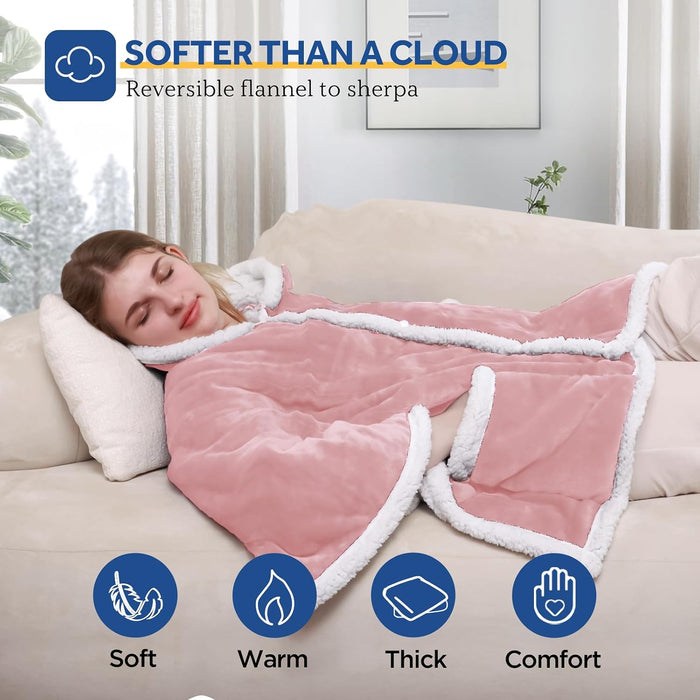 Warmrest Heated Robe Blanket Hoodie for Adults, 4 Heat Settings, 4 Hour Auto Shut Off,  50" x 60"